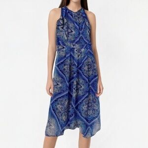 ENFOCUS Studio Blue Floral Paisley Print Midi/Maxi Halter Summer Dress Size 6